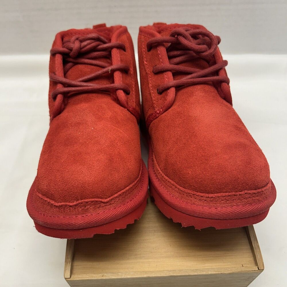 UGG Authentic Neumel II Boot Red Suede Plush Interior Size 3 BIG Girls NEW - Picture 7 of 8
